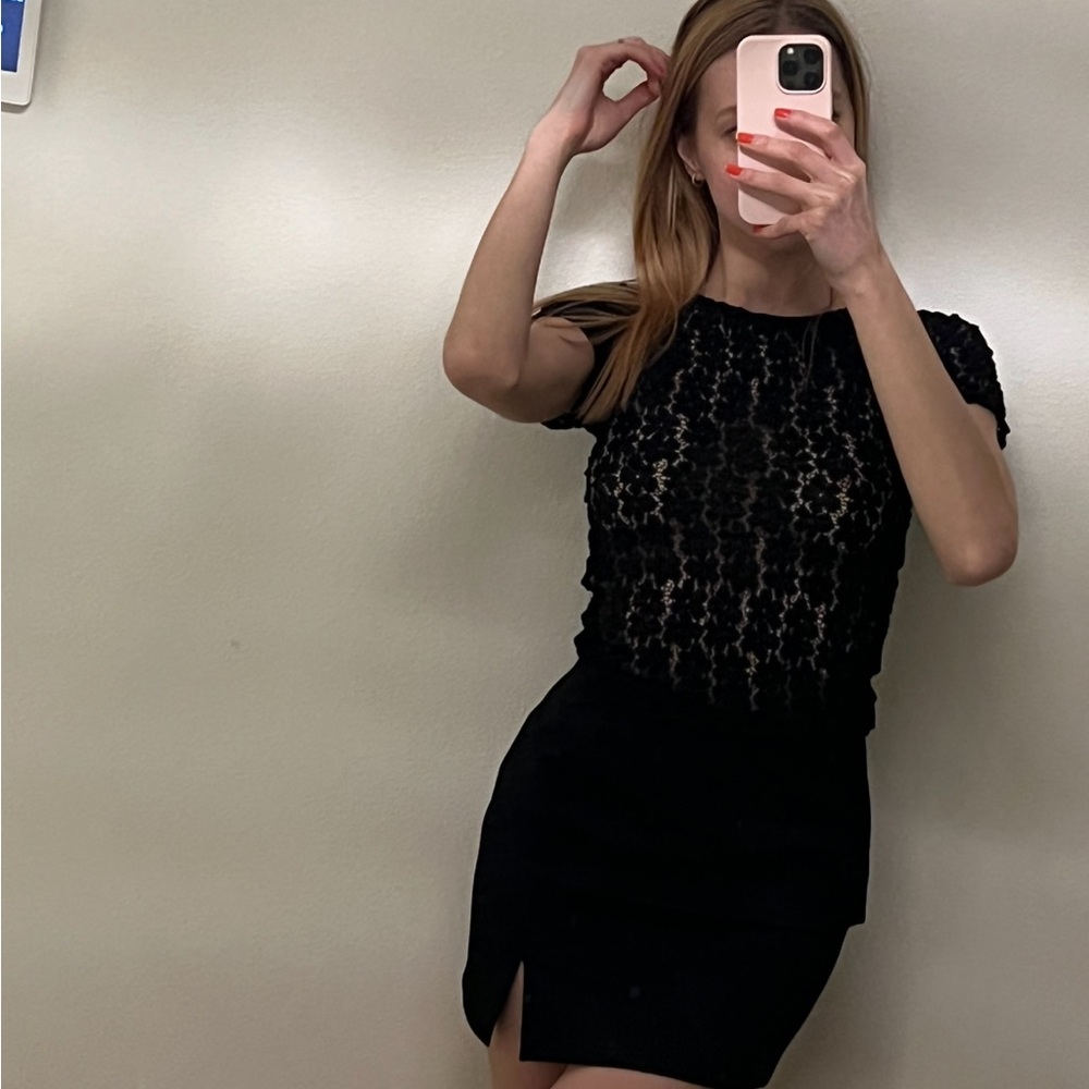 Elegant Black Lace T-shirt
